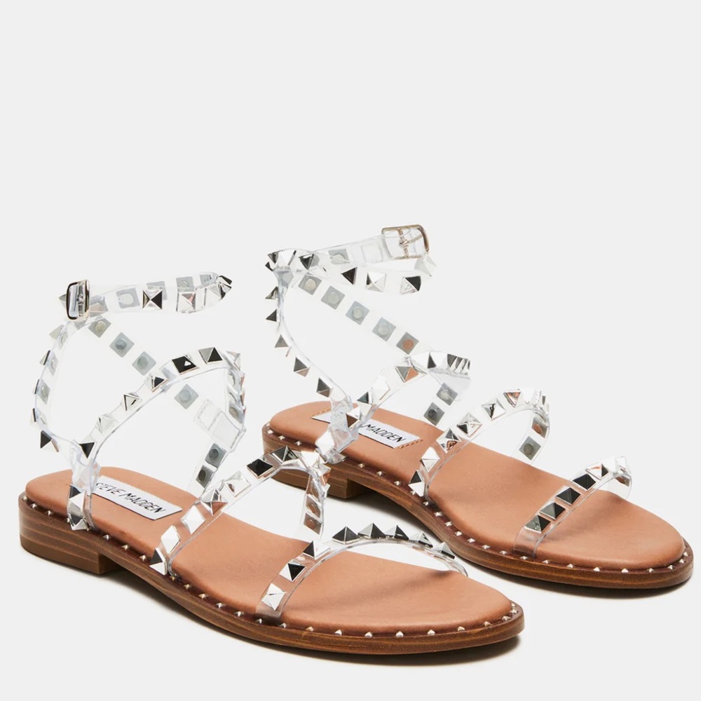 Steve Madden Travel Clear Studded Sandals - Picture 2 of 10